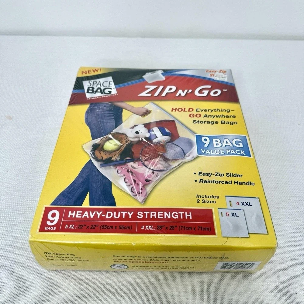Zip N' Go by Space Bag 9 Bag Value Pack XL XXL New Sealed